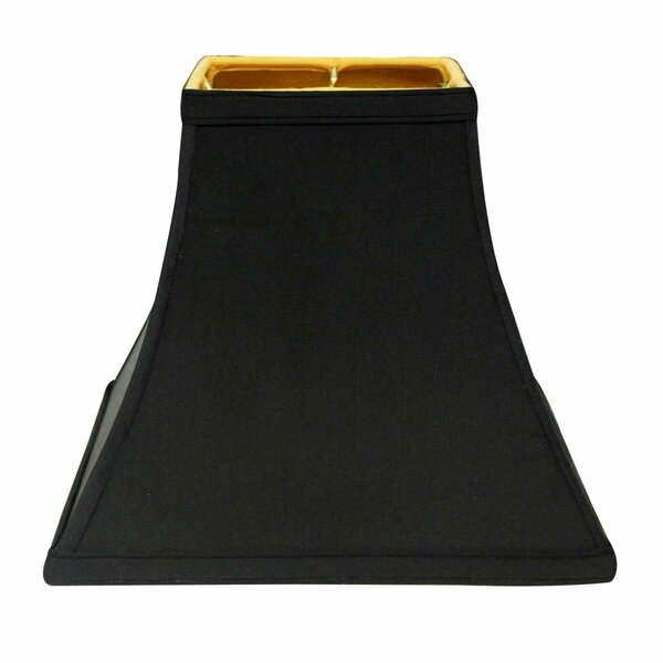 Homeroots 8 in. Black with Gold Lining Square Bell Shantung Lampshade 469978